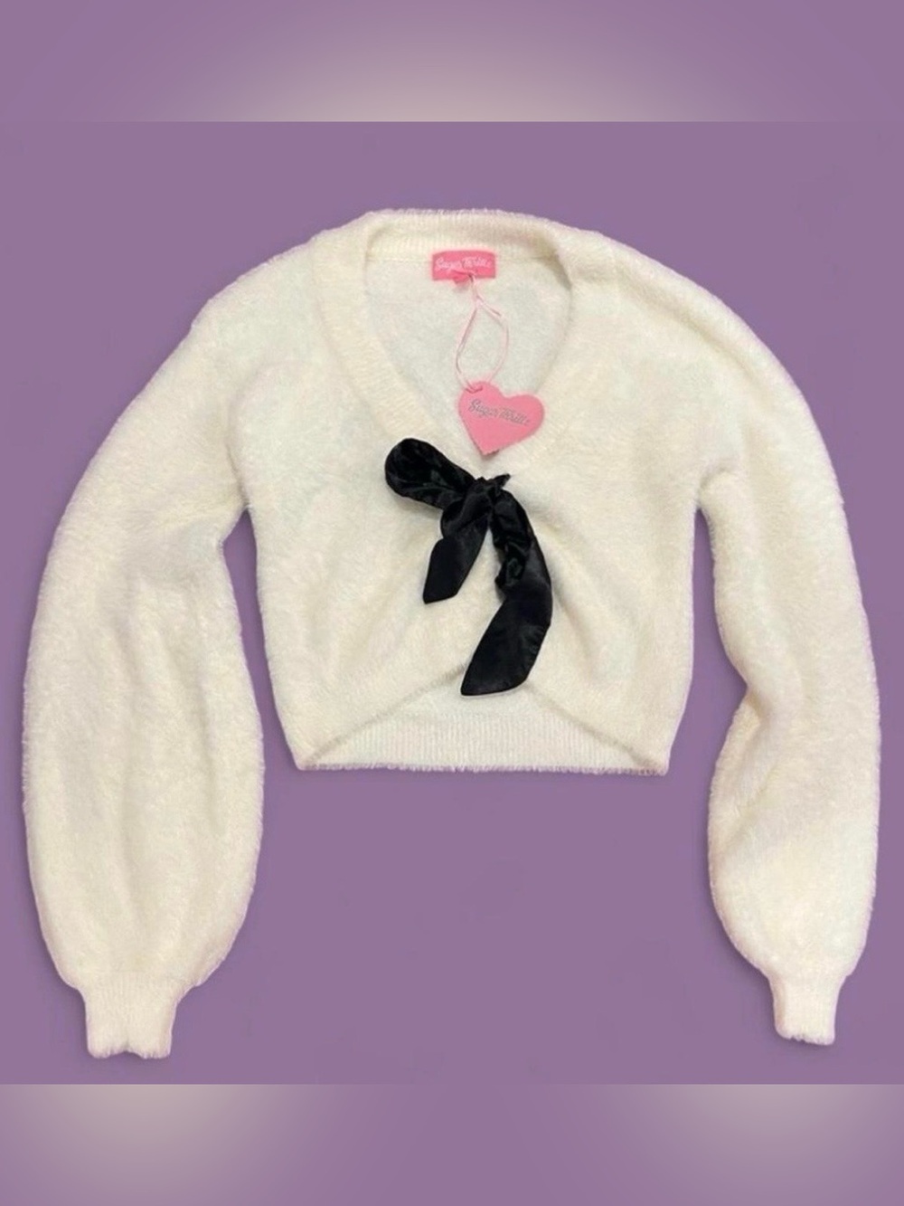 Sugar Thrillz x Dolls Kill - SWAN LAKE AFFAIR FUZZY CARDIGAN-WHITE